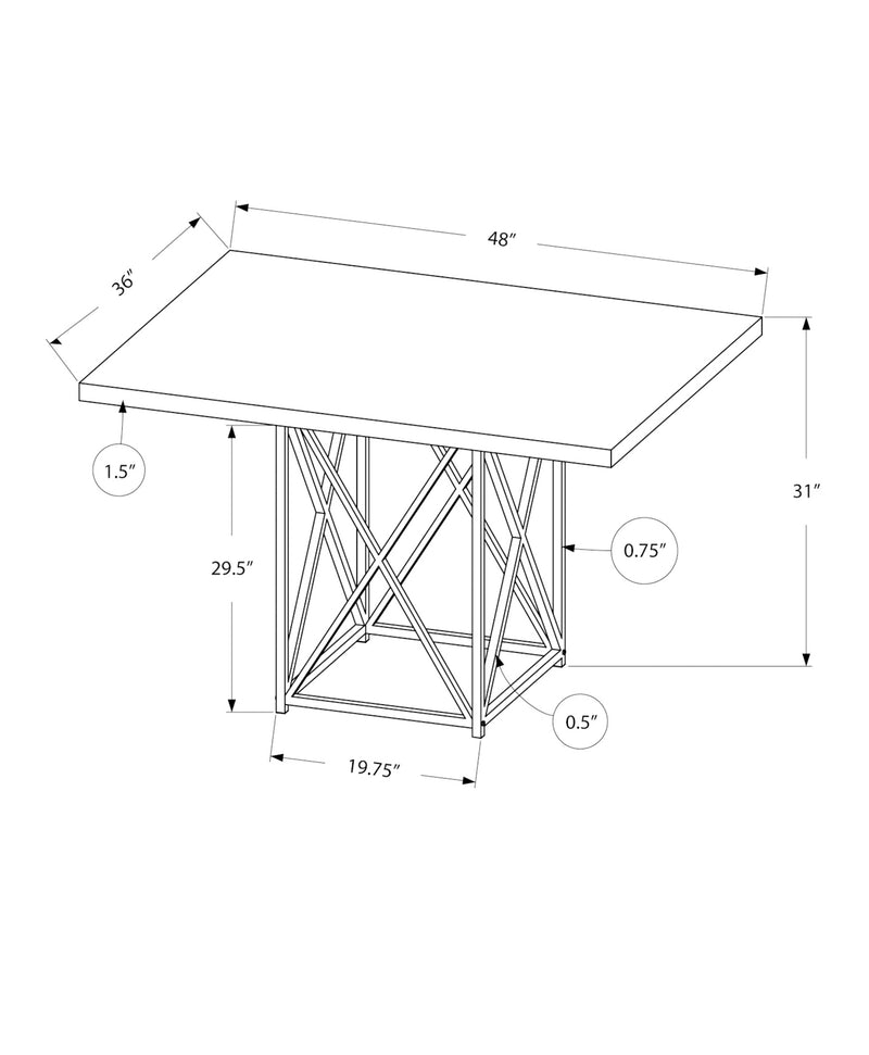 Table de cuisine rectangulaire bois et métal noir I 1107)