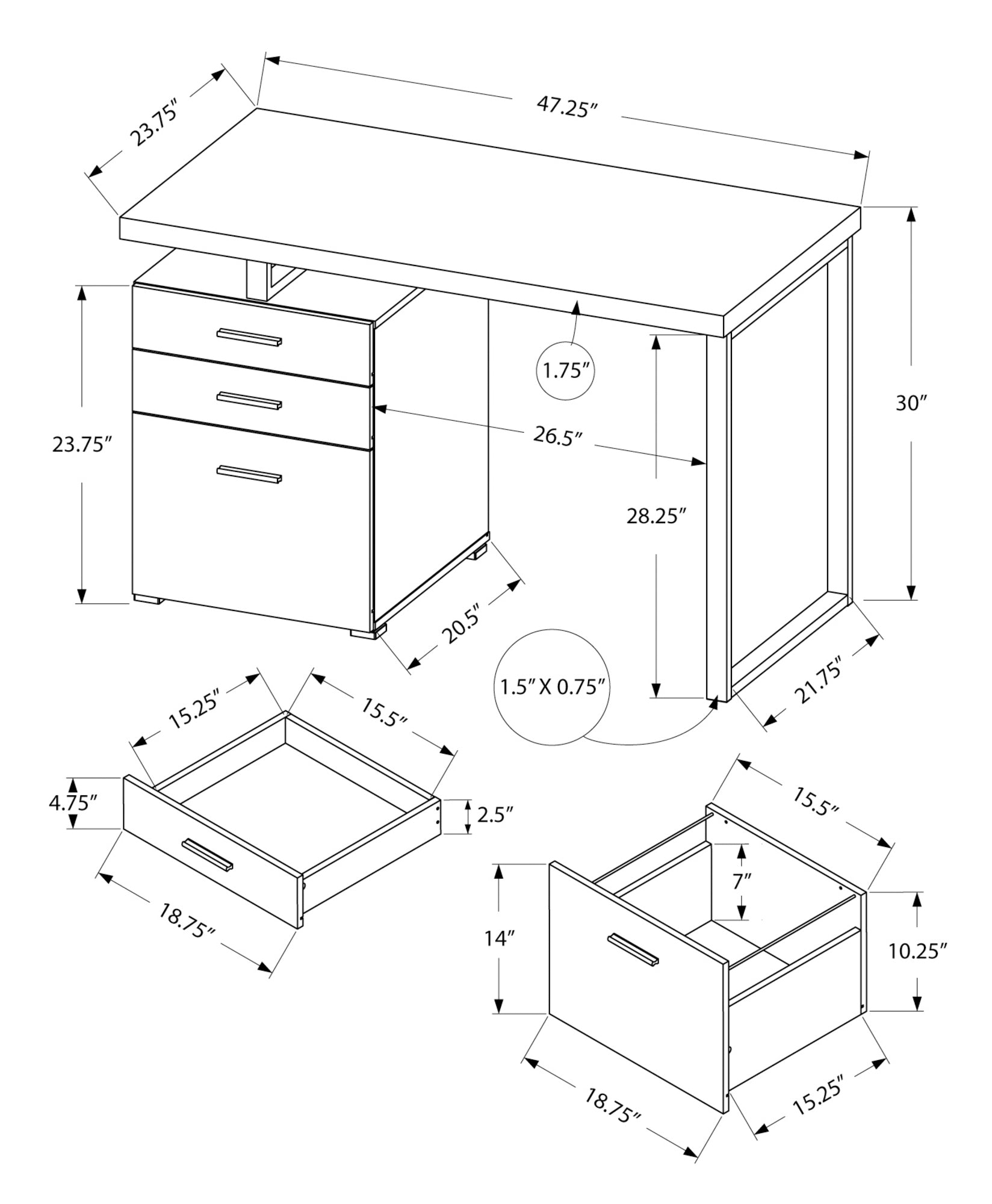 Bureau d'ordinateur moderne de couleur noir et gris (I 7411)