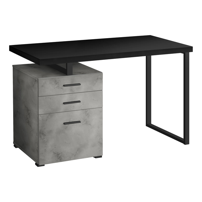 Modern computer desk in concrete color and metallic black (I 7647)