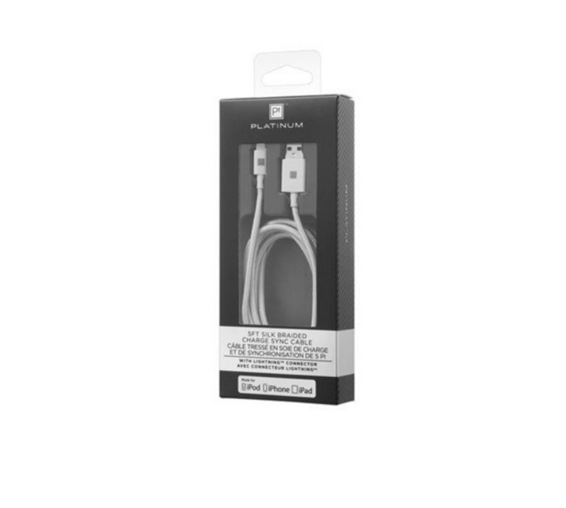 Platinum PT-MA5S2 5" Silver Braided Lightning Cable