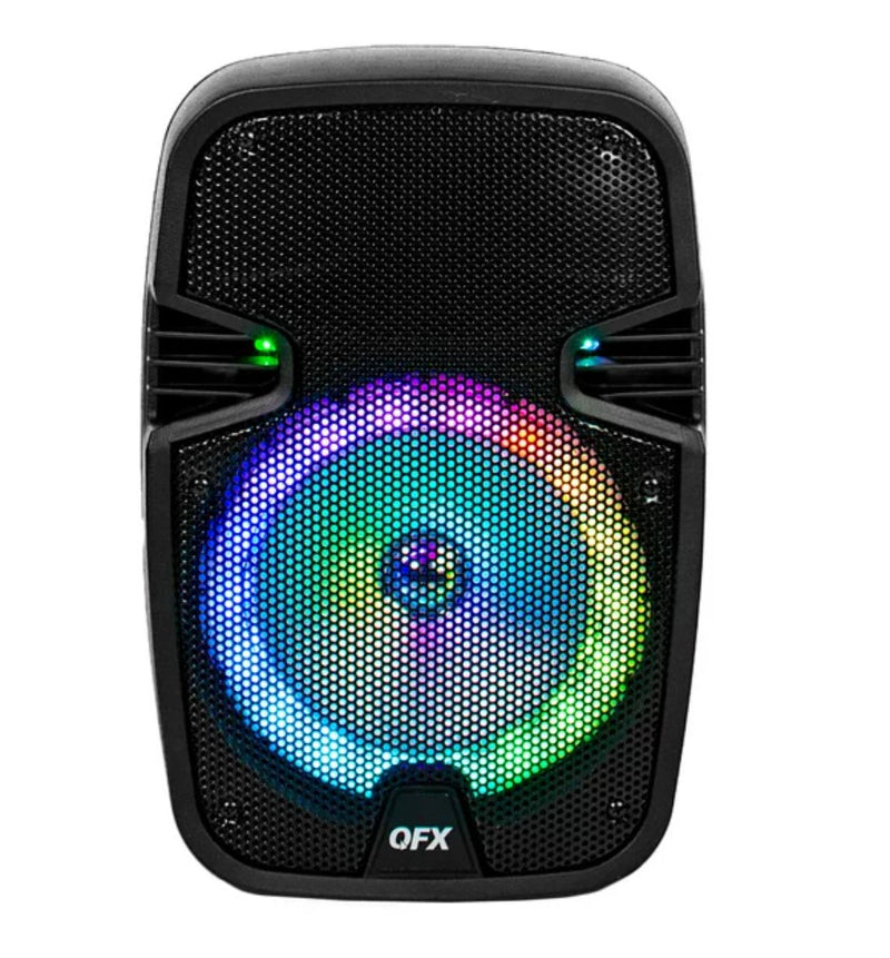 Haut-parleur QFX Bluetooth portable de 8 pouces avec microphone et télécommande (PBX-8074)