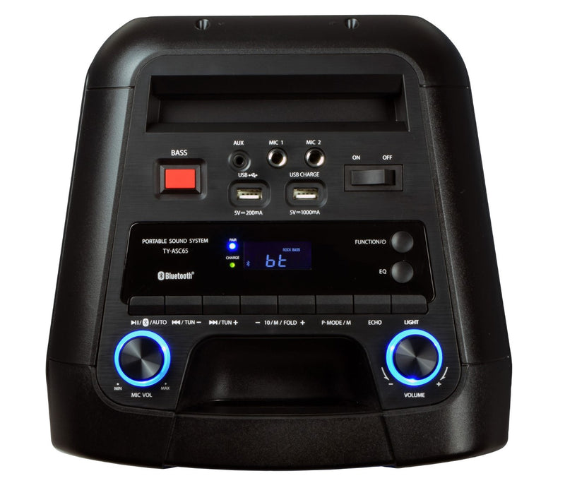 Haut-parleur 11'' de fête portatif Bluetooth de Toshiba avec microphone - Noir (TY-ASC65 )